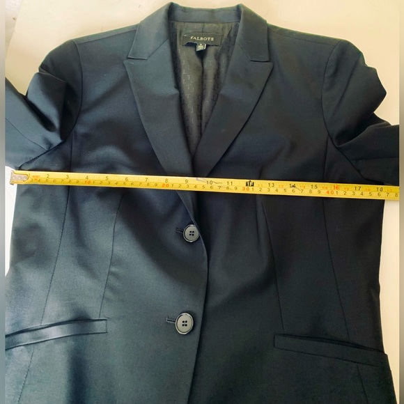 Talbots black 87% fine wool 2 Pc pants suit short blazer & straight pants US 8 - Picture 14 of 16